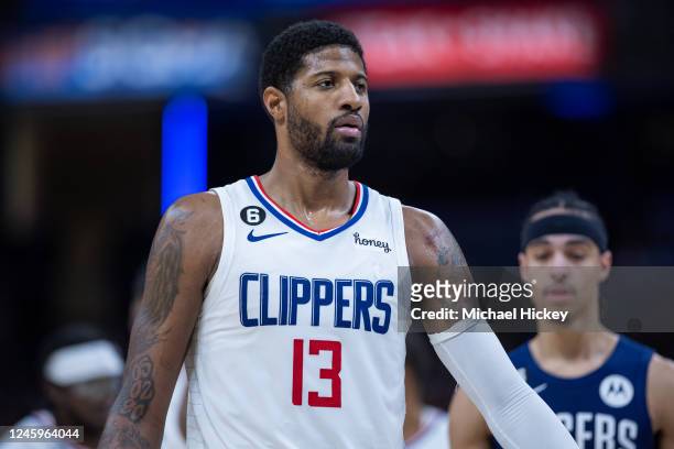 Paul George of the LA Clippers is seen during the game against the Indiana Pacers at Gainbridge Fieldhouse on December 31, 2022 in Indianapolis,...