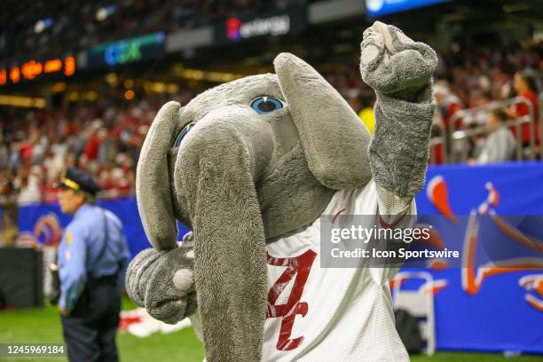 Alabama Crimson Tide mascot Big Al during the Allstate Sugar Bowl between the Alabama Crimson Tide and the Kansas State Wildcats on December 31, 2022...