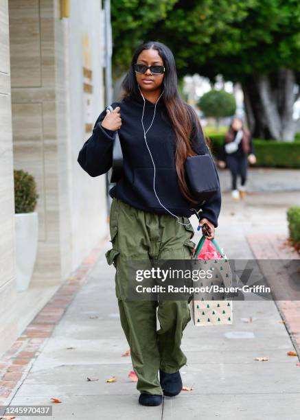 Justine Skye is seen on January 03, 2023 in Los Angeles, California.