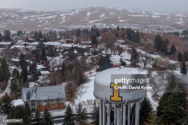 In this aerial view, the town of Moscow is seen near the neighborhood of a home that is the site of a quadruple murder on January 3, 2023 in Moscow,...