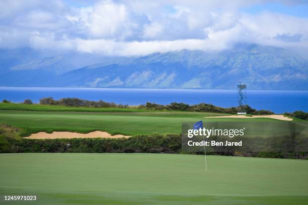 The fifth hole green is seen prior to the Sentry Tournament of Champions on The Plantation Course at Kapalua on January 3, 2023 in Kapalua, Maui,...