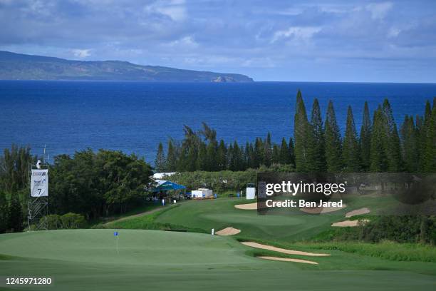 The seventh and eighth greens are seen prior to the Sentry Tournament of Champions on The Plantation Course at Kapalua on January 3, 2023 in Kapalua,...