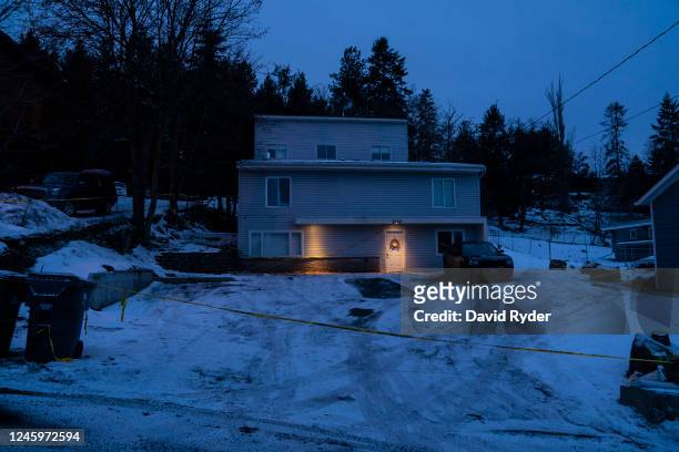Police tape surrounds a home that was the site of a quadruple murder on January 3, 2023 in Moscow, Idaho. A suspect has been arrested for the murders...