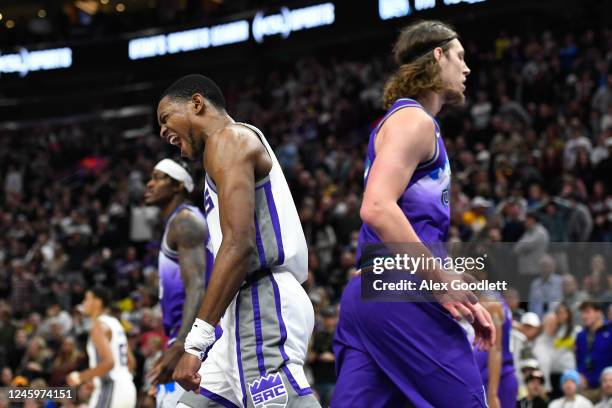 De'Aaron Fox of the Sacramento Kings celebrates a dunk during the second half of the game against the Utah Jazz at Vivint Arena on January 3, 2023 in...