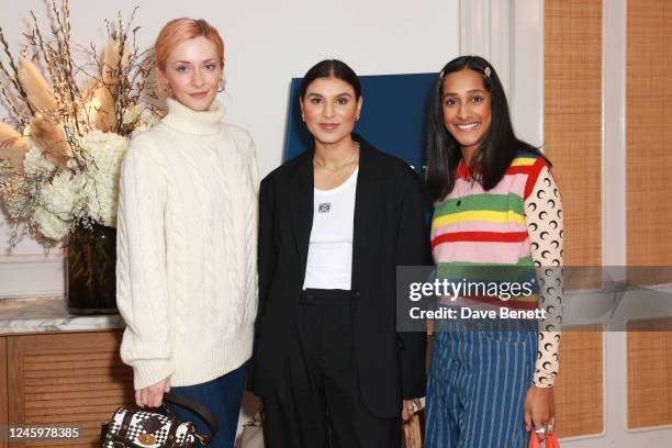 Portia Freeman, India Sehmi and Zeena Shah attend the launch of Roxie Nafousi's second book, 'Manifest: Dive Deeper', with an intimate breakfast at...