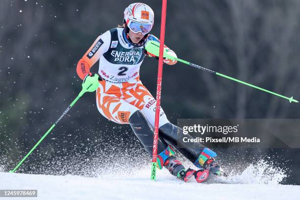 Petra Vlhova of Slovakia competes during Audi FIS Ski World Cup Snow Queen Trophy Women's Slalom at Sljeme on January 4, 2023 in Zagreb, Croatia.