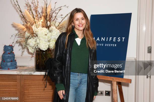 Caggie Dunlop attends the launch of Roxie Nafousi's second book, 'Manifest: Dive Deeper', with an intimate breakfast at Mortimer House on January 4,...