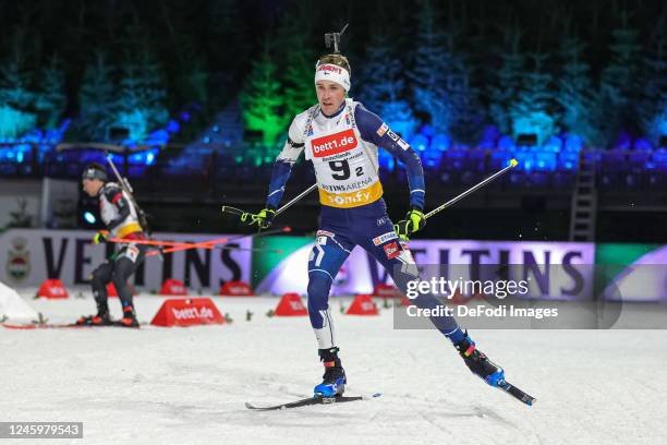 Tero Seppaelae of Finnland is skiing during the Bett1 Biathlon Team Challenge at Veltins Arena on December 28, 2022 in Gelsenkirchen, Germany.