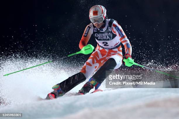 Petra Vlhova of Slovakia competes during Audi FIS Ski World Cup Snow Queen Trophy Women's Slalom at Sljeme on January 4, 2023 in Zagreb, Croatia.