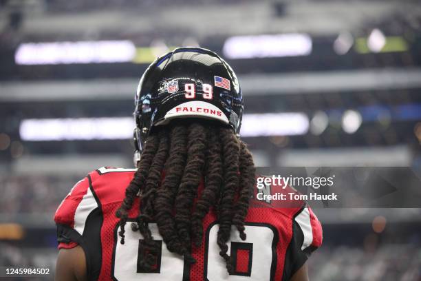 Atlanta Falcons defensive end Adrian Clayborn stands on field during an NFL football game between the Dallas Cowboys and the Atlanta Falcons Sunday,...