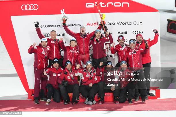 Manuel Feller of team Austria takes 2nd place during the Audi FIS Alpine Ski World Cup Men's Slalom on January 4, 2023 in Garmisch Partenkirchen,...
