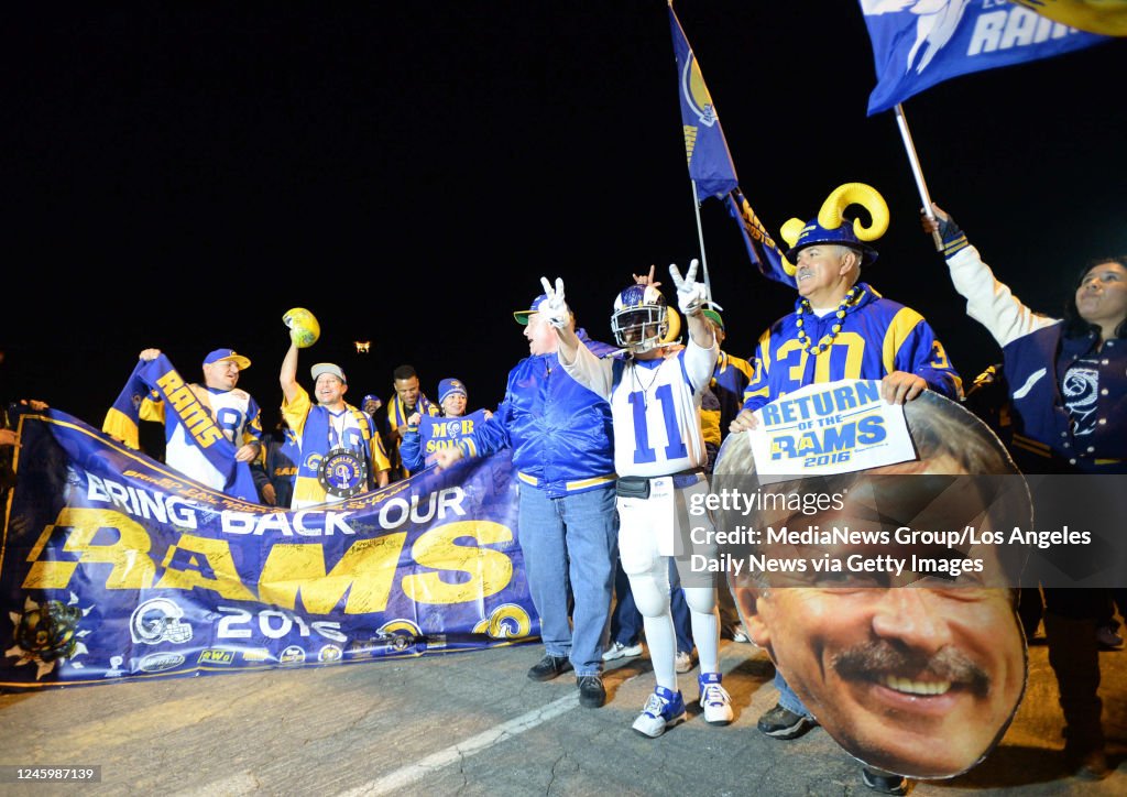 Relocating Football Team Rams Los Angeles Rams fans, including Mike