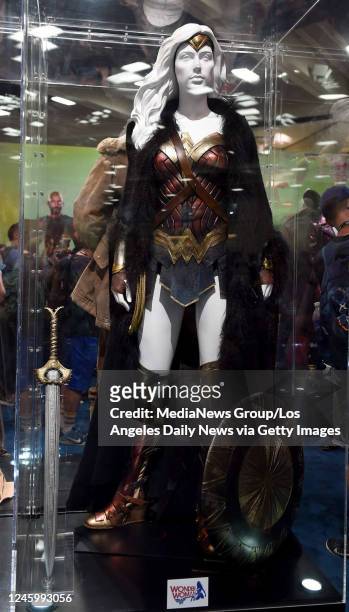 July 20: Costumes from the upcoming Wonder Woman movie on display during Preview Night at San Diego Comic-Con in San Diego, CA., Wednesday, July 20,...