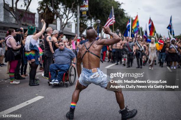 June 12: The annual LA PRIDE Parade moves along Santa Monica Boulevard in West Hollywood on June 12, 2016 after the Orlando mass shooting where 50...