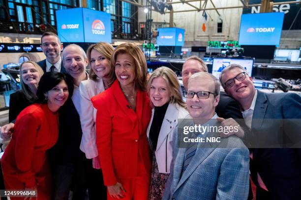 Unknown, unknown, unknown, unknown, Savannah Guthrie, Hoda Kotb, Libby Leist, Tom Mazzarelli, unknown and Peter Breen at the New York Stock Exchange...