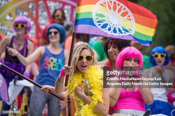 June 12: Soul Cycle in the annual LA PRIDE Parade on Santa Monica Boulevard in West Hollywood on June 12, 2016.