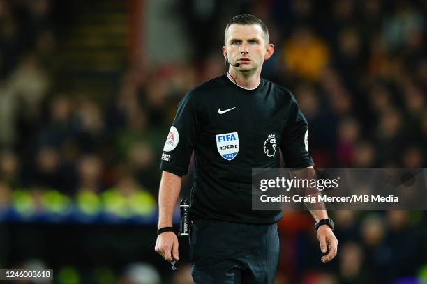 Referee Michael Oliver during the Premier League match between Crystal Palace and Tottenham Hotspur at Selhurst Park on January 4, 2023 in London,...