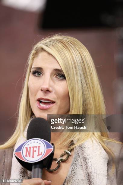 An NFL Network announcer Michelle Beisner at the game of the Pittsburgh Steelers against the San Francisco 49ers at Candlestick Park on December 19,...