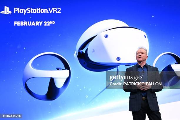 Jim Ryan, President and CEO of Sony Interactive Entertainment, speaks during the Consumer Electronics Show in Las Vegas, Nevada, on January 4, 2023.