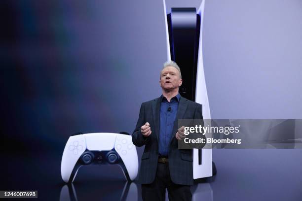 Jim Ryan, president and chief executive officer of Sony Interactive Entertainment Inc., speaks during a press event at the 2023 CES event in Las...