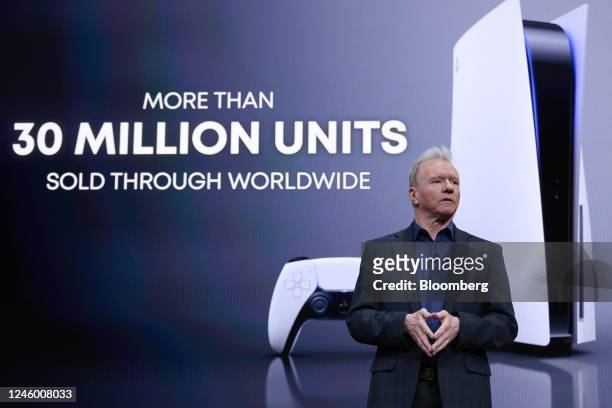 Jim Ryan, president and chief executive officer of Sony Interactive Entertainment Inc., speaks during a press event at the 2023 CES event in Las...