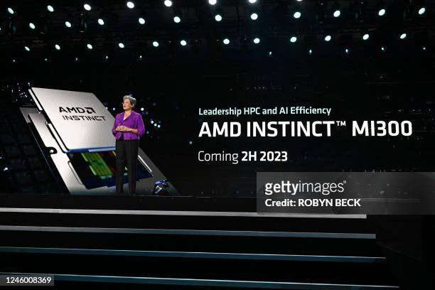 Chair and CEO Lisa Su speaks at the AMD Keynote address, during the Consumer Electronics Show on January 4, 2023 in Las Vegas, Nevada. - Su announced...