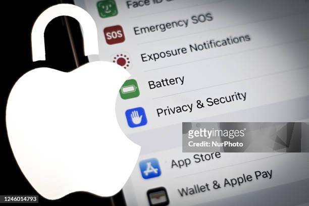 An iPhone with privacy and security settings is seen in this photo illustration in Warsaw, Poland on 05 January, 2022. CNIL, the French data...