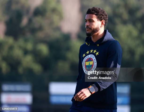 Norwegian player Joshua King of Fenerbahce poses to media before a training session held ahead of Turkish Super Lig week 18 derby match against...