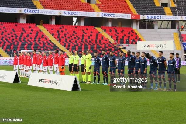 Players of Gaziantep FK and players of Medipol Basaksehir stand in silence for Brezilian football legend Pele to tribute ahead of Turkish Super Lig...