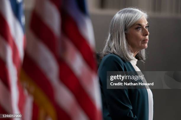 Democratic Whip Rep. Katherine Clark speaks during a news conference on January 5, 2023 in Washington, DC. The House of Representatives will continue...