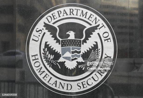 The U.S. Department of Homeland Security sign is seen on US Immigration and Customs Enforcement Building in Washington D.C., United States on January...