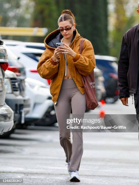 Hailey Bieber is seen on January 05, 2023 in Los Angeles, California.