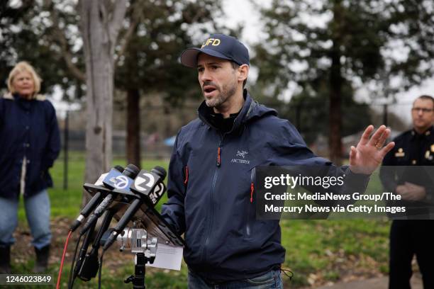 January 04: San Jose Mayor Matt Mahan speaks during a press conference on Wednesday, Jan. 4 in San Jose, Calif. A ruthless winter storm bore down on...