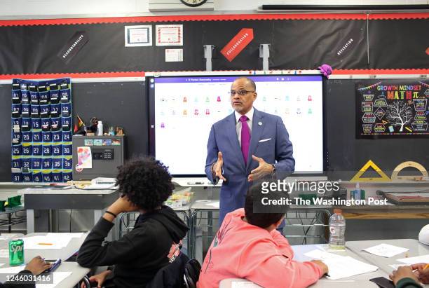 David C. Banks, the chancellor of the New York City public schools, takes a tour of classrooms in the Urban Assembly Gateway School for Technology in...