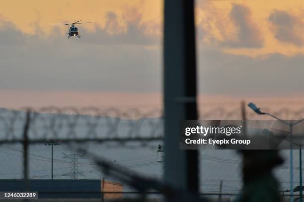 The Mexican Army accompanied the National Guard protect the Federal Center for Social Readaptation 'El Altiplano, where Mexican drug cartel leader...