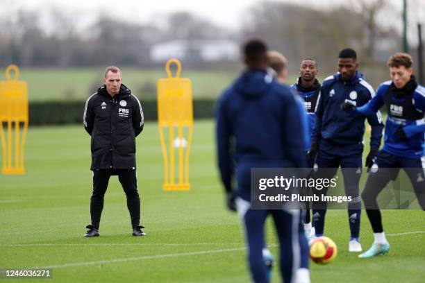 Leicester City Manager Brendan Rodgers during the Leicester City training session at Leicester City Training Ground, Seagrave on January 05, 2023 in...