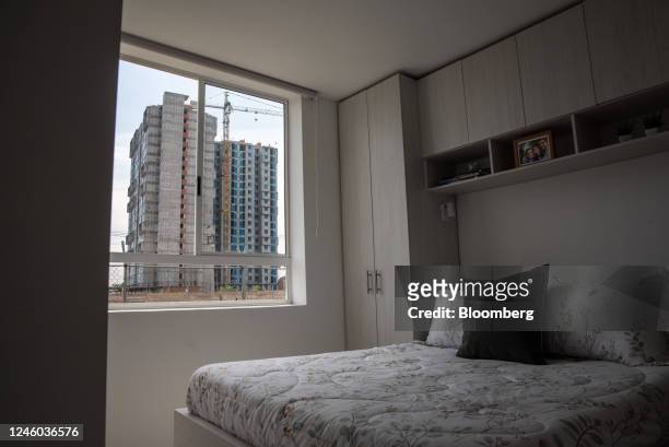 Bedroom of a model apartment at the Paraiso Central housing project under construction in Cali, Colombia, on Wednesday, Jan. 5, 2023. The Colombian...