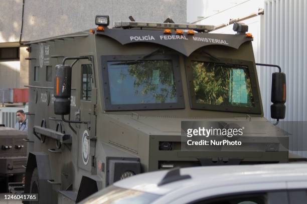 Convoy called rino at the Specialised Prosecutor's Office for Organised Crime in Mexico City, which would have been used to transfer Ovidio Guzman,...