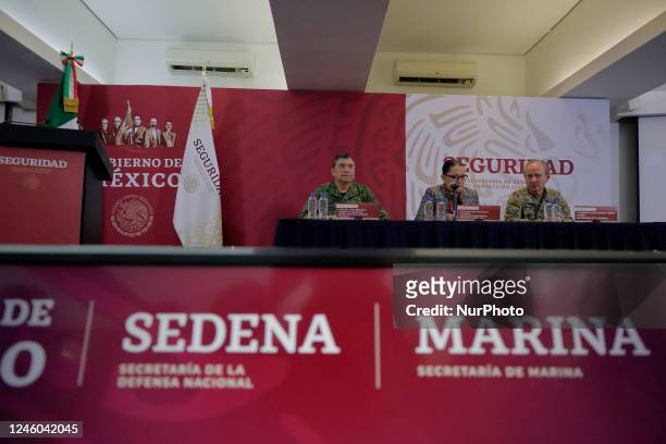 Rosa Isela Rodriguez, Secretary of Public and Citizen Security of the Mexican government; Luis Cresencio Sandoval, Secretary of National Defence; and...