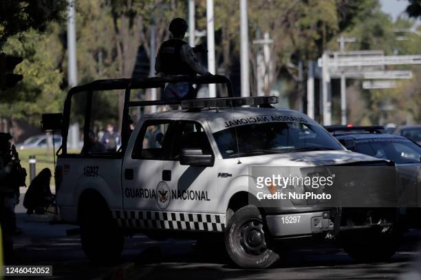 National Guard operation outside the Special Prosecutor's Office for Organised Crime in Mexico City following the recapture in Sinaloa of Ovidio...