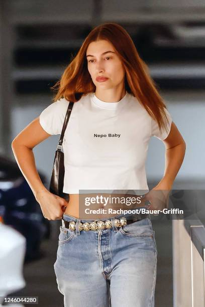 Hailey Bieber is seen on January 06, 2023 in Los Angeles, California.