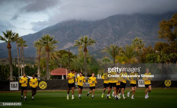 The team of Borussia Dortmund during the first day of the Marbella training camp on January 6, 2023 in Marbella, Spain.