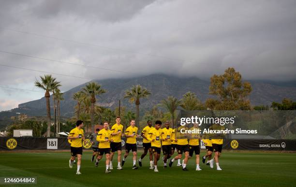 The team of Borussia Dortmund during the first day of the Marbella training camp on January 6, 2023 in Marbella, Spain.