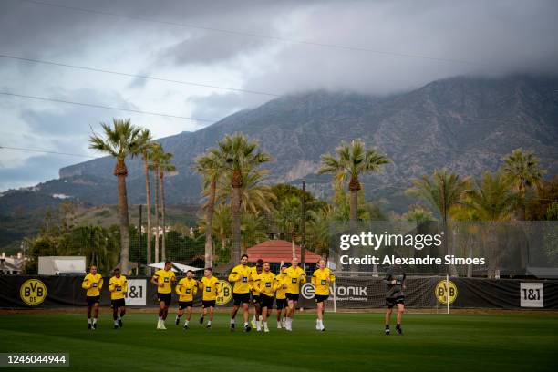 The team of Borussia Dortmund during the first day of the Marbella training camp on January 6, 2023 in Marbella, Spain.