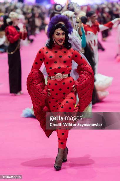Drag queen Venedita Von Dash attends The Queen's Walk during the opening of the RuPauls DragCon UK 2023, presented by World of Wonder at ExCel London...