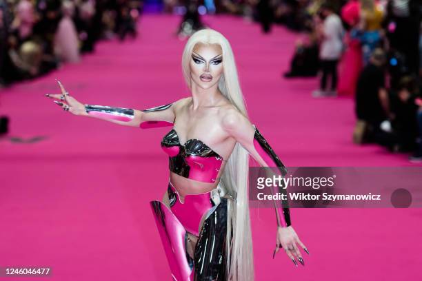 Drag queen Krystal Versace attends The Queen's Walk during the opening of the RuPauls DragCon UK 2023, presented by World of Wonder at ExCel London...