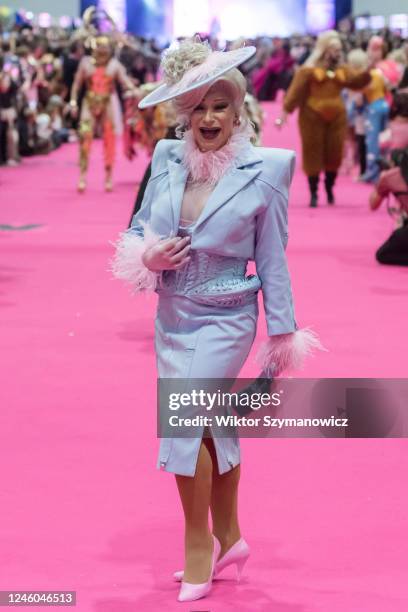 Drag queen Sederginne attends The Queen's Walk during the opening of the RuPauls DragCon UK 2023, presented by World of Wonder at ExCel London from...