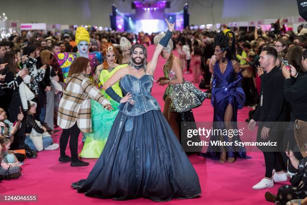 Drag queen Luquisha Lubamba attends The Queen's Walk during the opening of the RuPauls DragCon UK 2023, presented by World of Wonder at ExCel London...