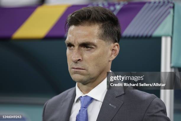 Diego Alonso, Head coach of Uruguay before the FIFA World Cup Qatar 2022 Group H match between Ghana and Uruguay at Al Janoub Stadium on December 02,...