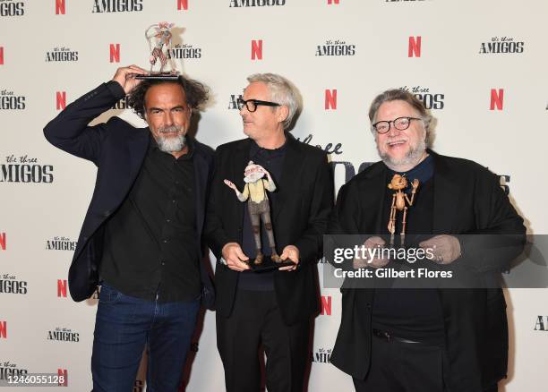 Alejandro González Iñárritu, Alfonso Cuarón, Guillermo del Toro at The Three Amigos In Conversation held at The Academy Museum of Motion Pictures on...